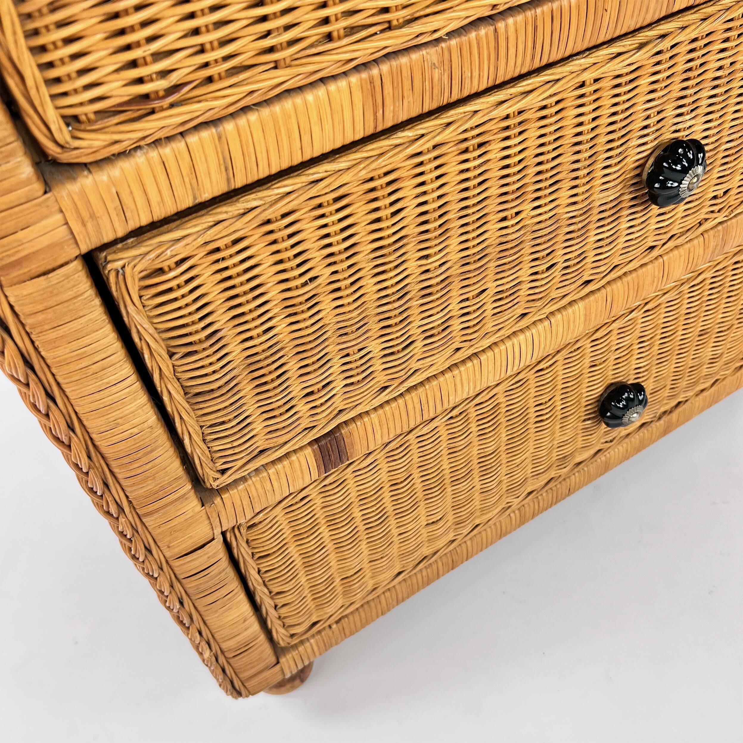 Rattan chest of drawers 1970s