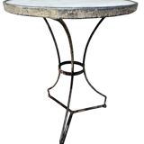 Parisian pedestal table in wrought iron and marble top, France 1900