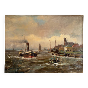 Scène portuaire néerlandaise,