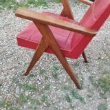 Paire de fauteuils anciens vintage  pieds compas