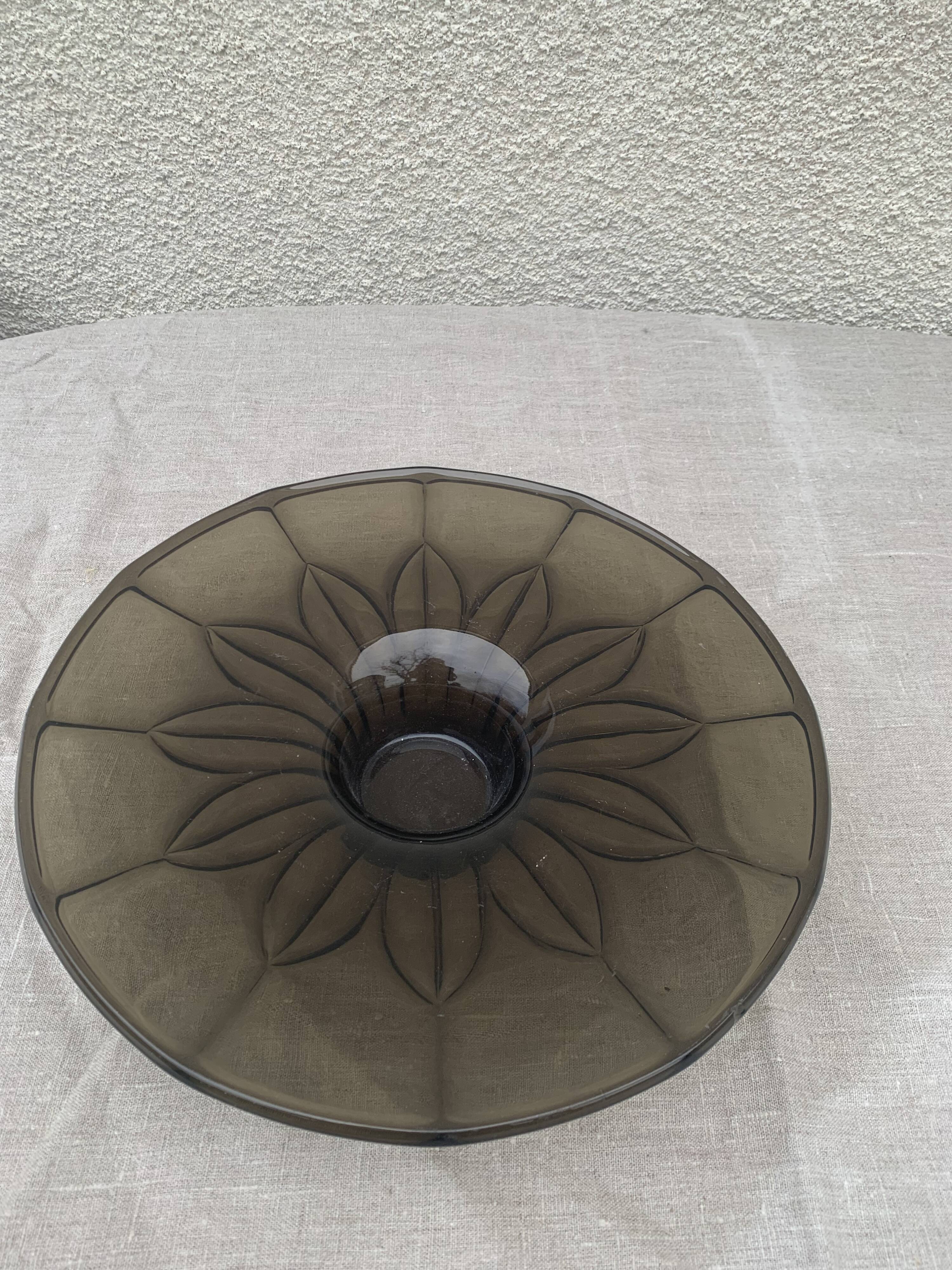 Brown glass cup vintage floral pattern