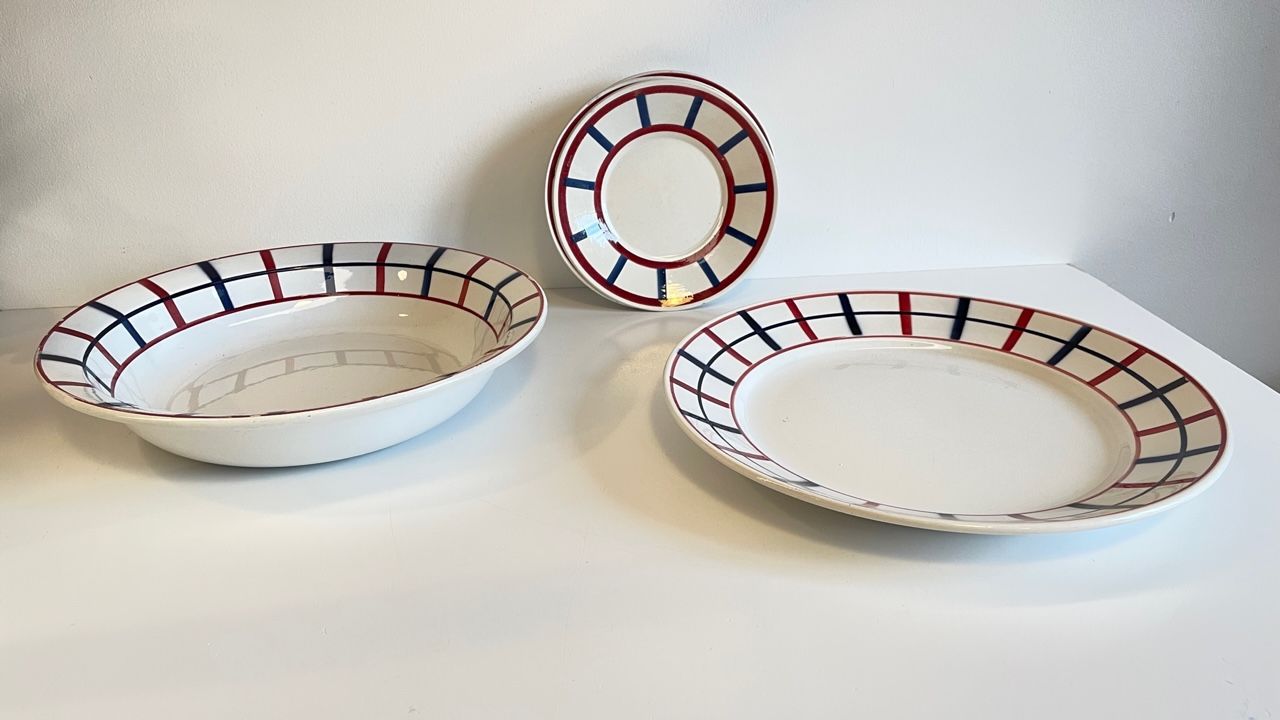 Set of 7 ceramic dishes hbcm béarn france