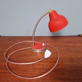 Vintage articulated desk lamp in red lacquered metal, 1950s