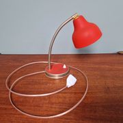 Vintage articulated desk lamp in red lacquered metal, 1950s