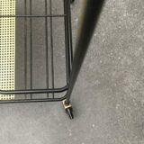 Minimalist perforated metal serving trolley in mid-century style, 1960s.