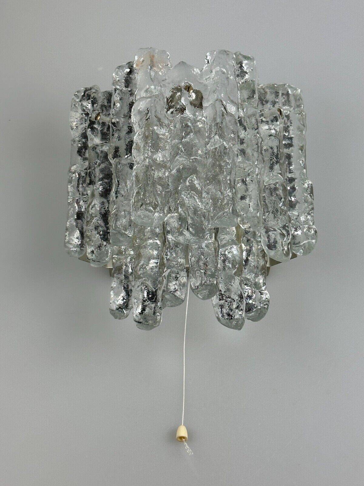 60s 70s wall lamp J.T. Kalmar Austria Ice Glass Wall Sconce Space Age