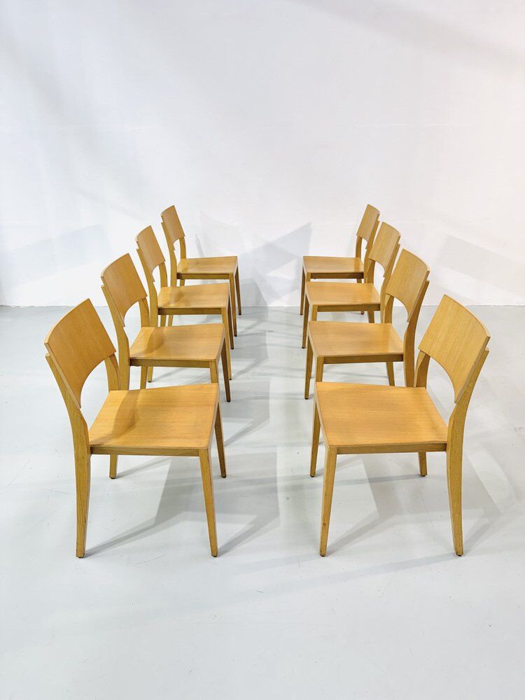 Vintage beech dining chairs, 1980s, set of 8