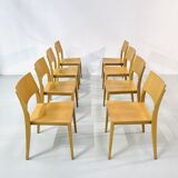 Vintage beech dining chairs, 1980s, set of 8