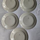 5 Flat plates with Gien rose decoration