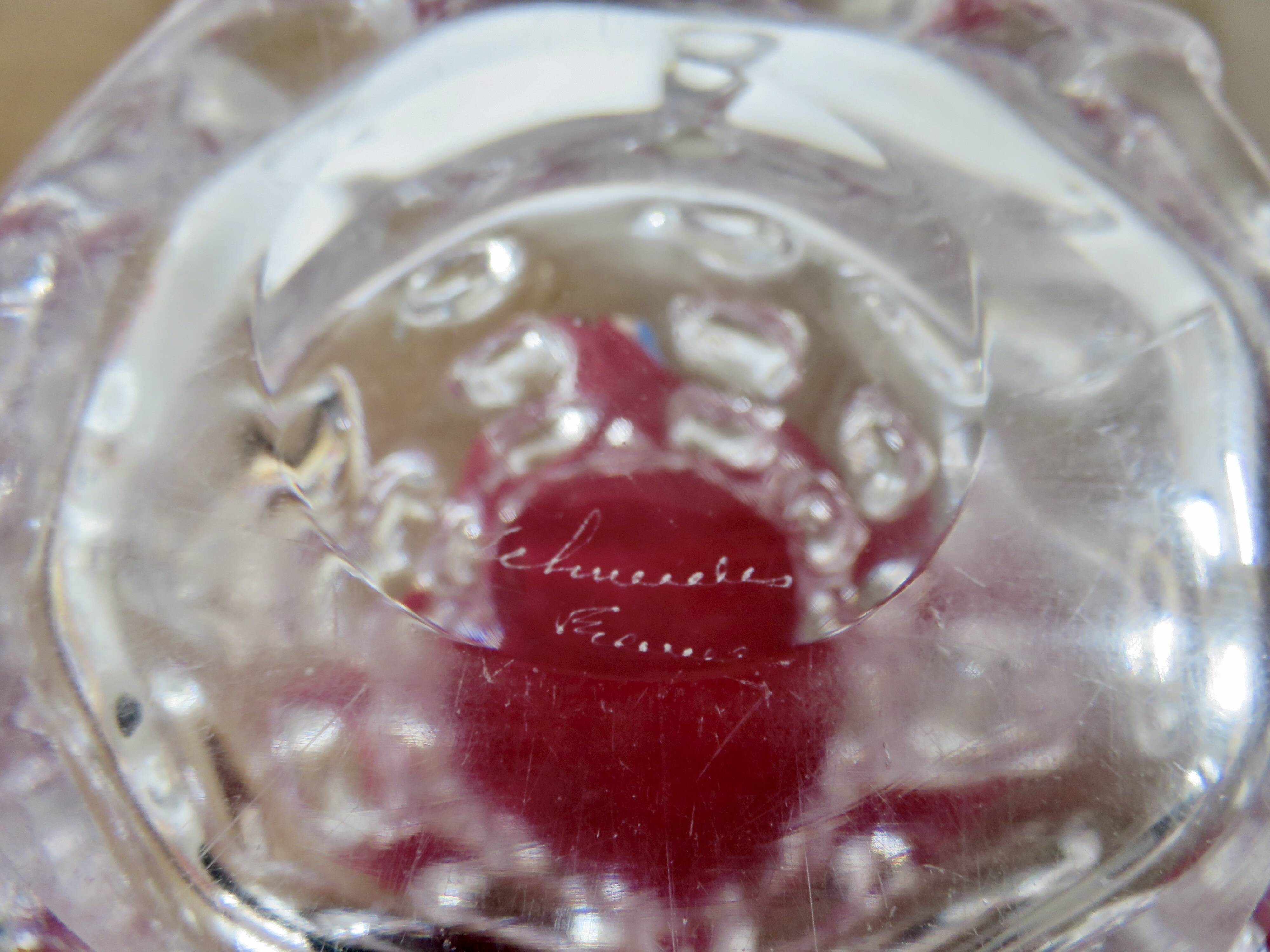 Schneider vase in crystal with prominent stretched texture, 1950s, signed.