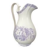 Grand broc de toilette ancien Jules Vieillard Bordeaux Décor floral violet