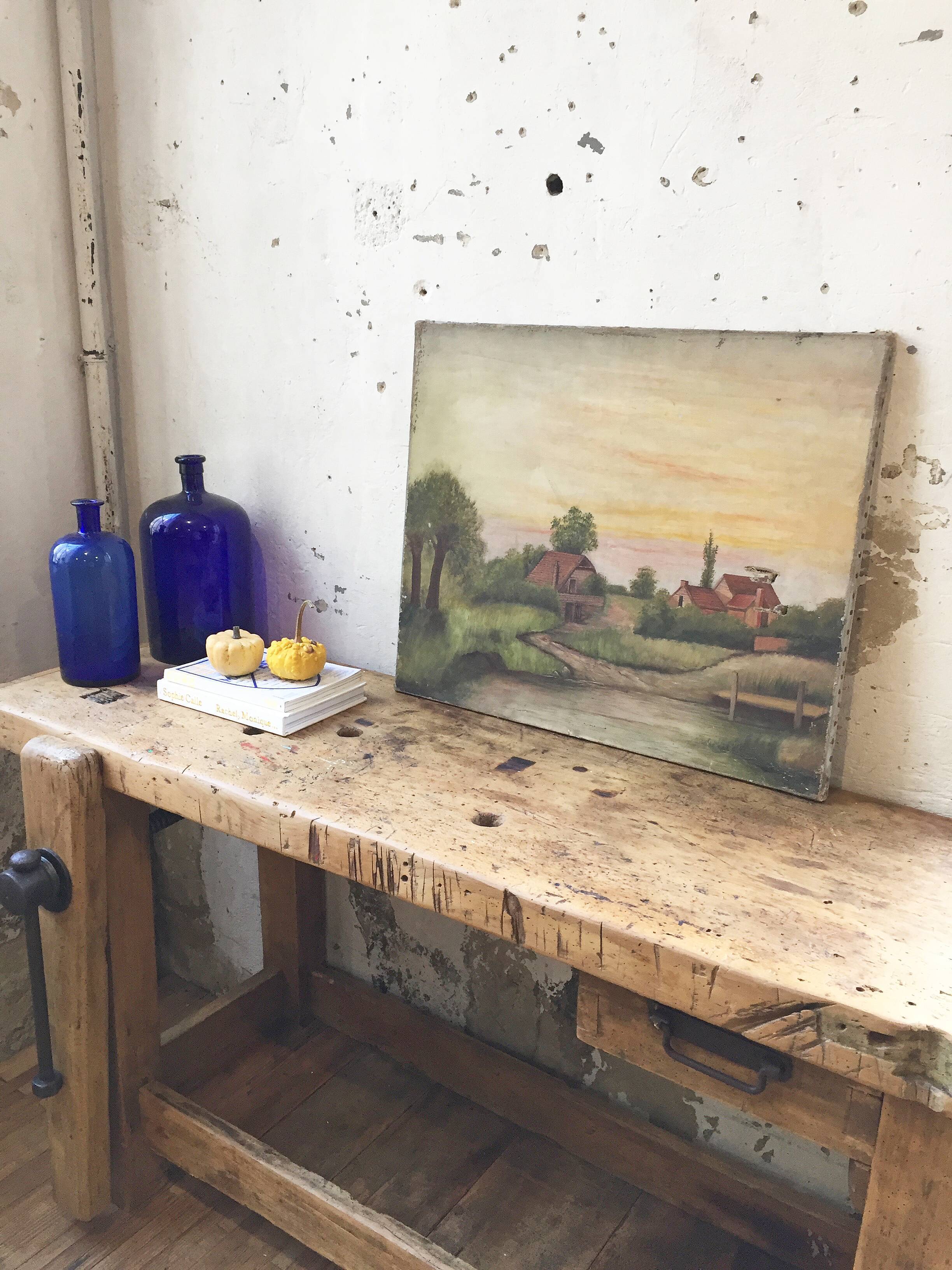 Old canvas landscape 65 x 54 cm