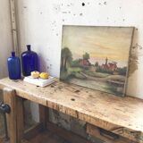 Old canvas landscape 65 x 54 cm