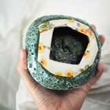 Lava and cyan foam enamel ashtray - Fat lava ceramic - 60s - 70s