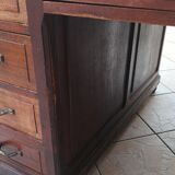 Vintage mahogany double-sided desk with 18 drawers