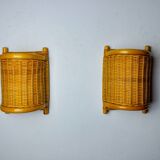 Pair of rattan sconces, France, 1960