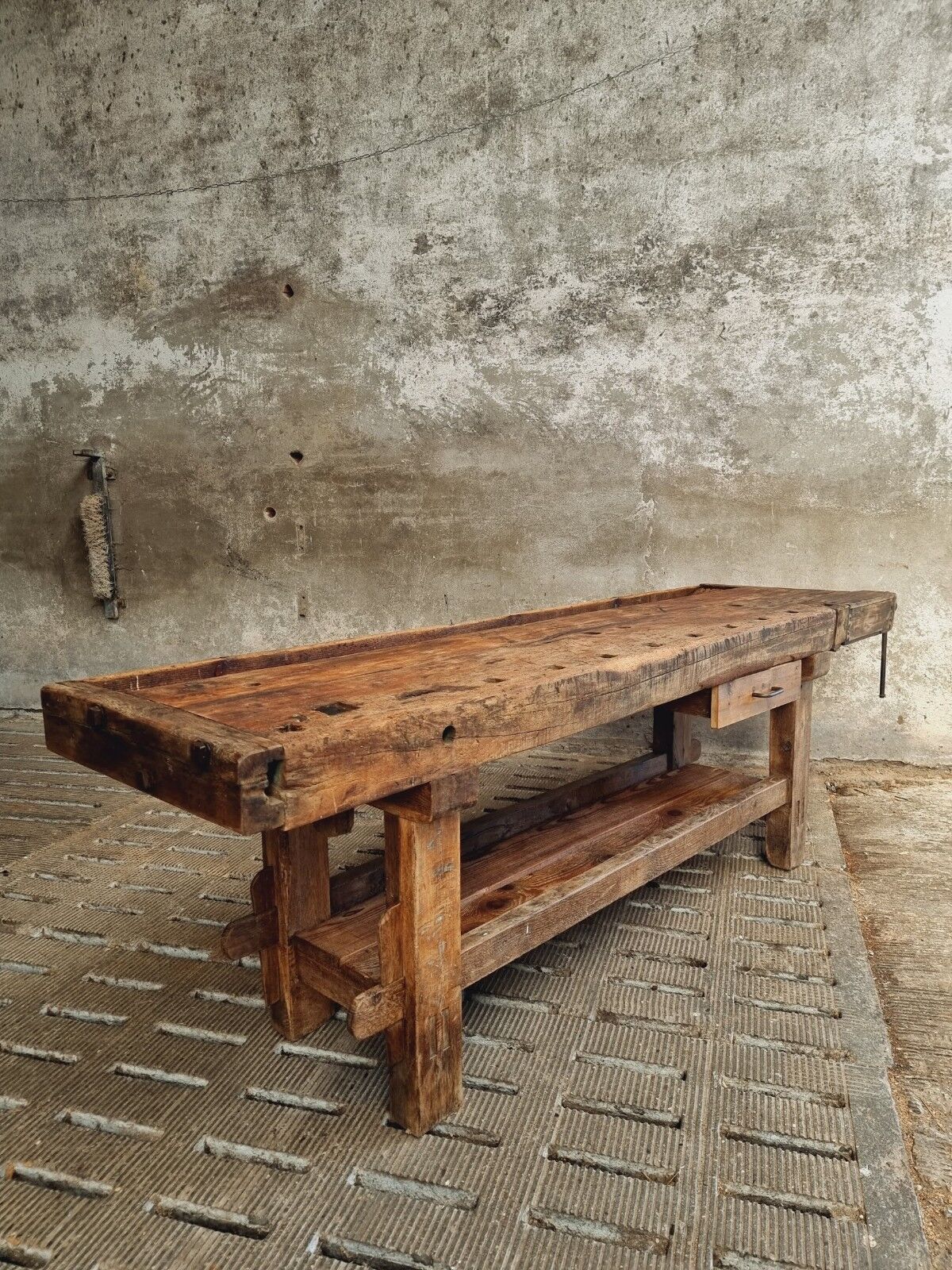 Antique workbench oak, beech side table
