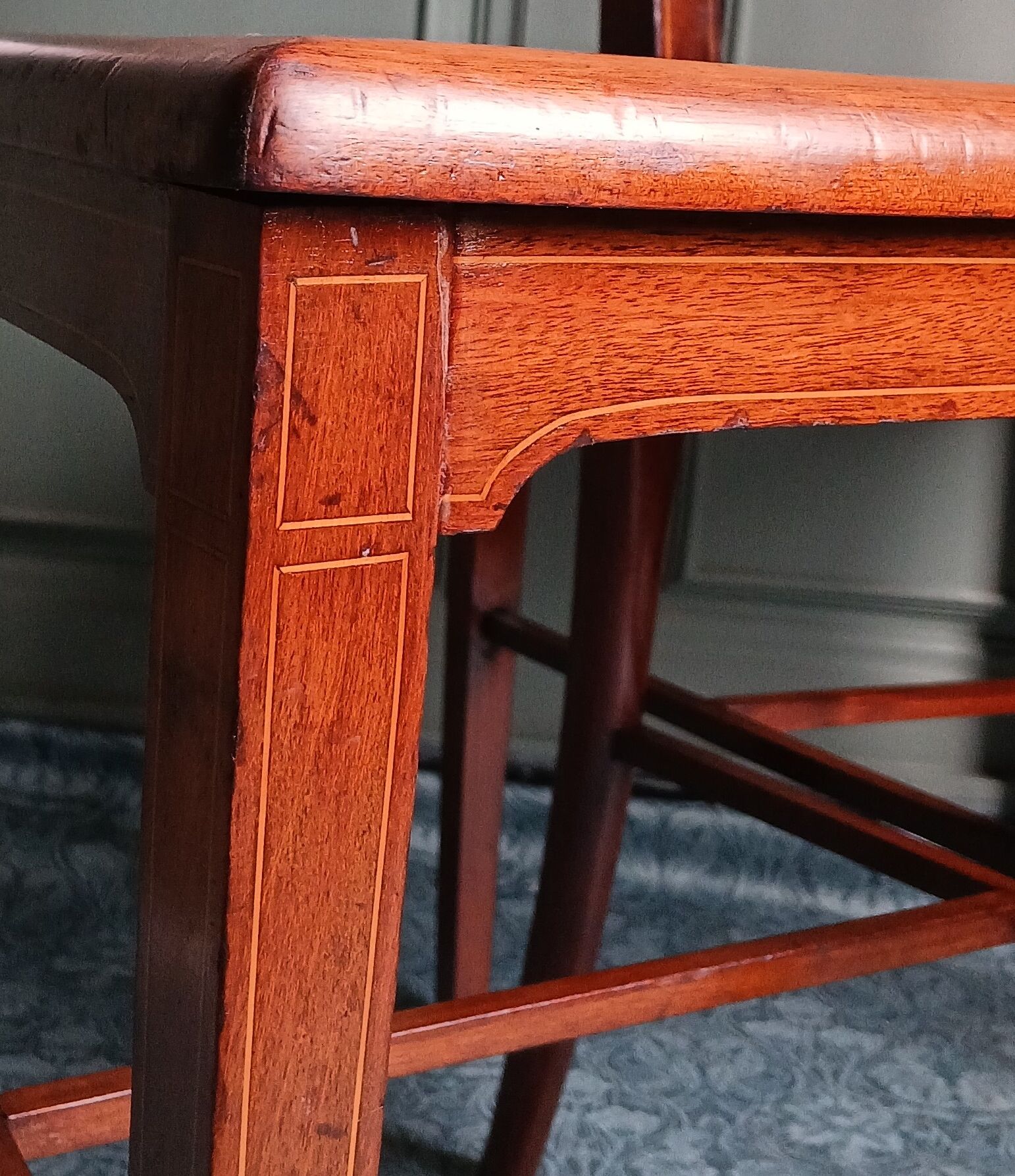 Pair of caned mahogany chairs, circa 1930.