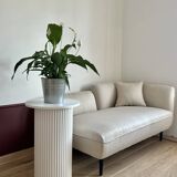 round and fluted bedside table in white