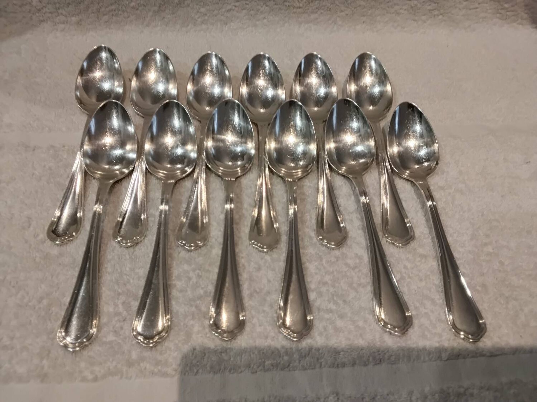 12 silver-plated soup spoons, Christofle goldsmith, Spatours model