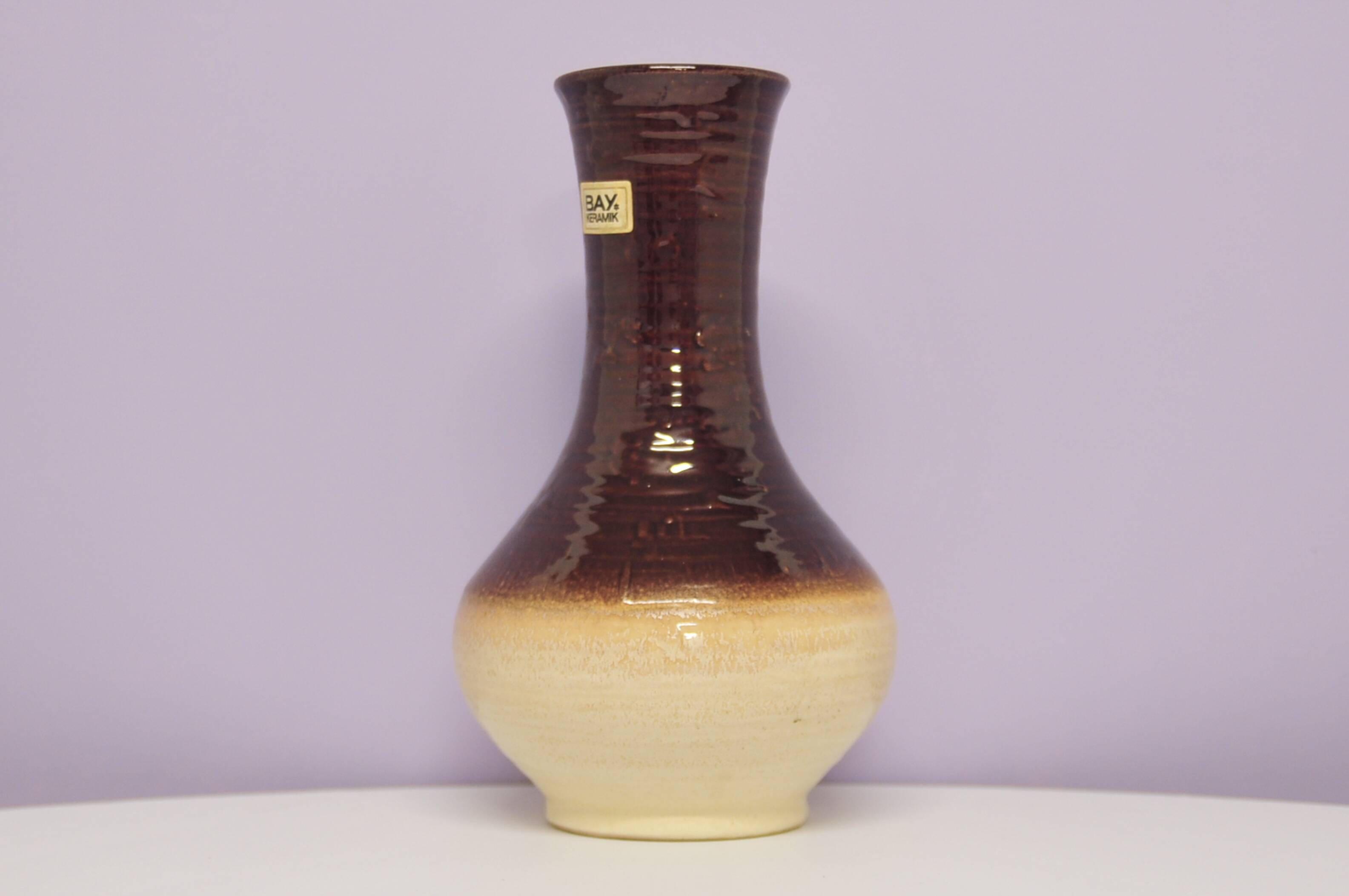 Vintage beige & brown west germany vase bay
