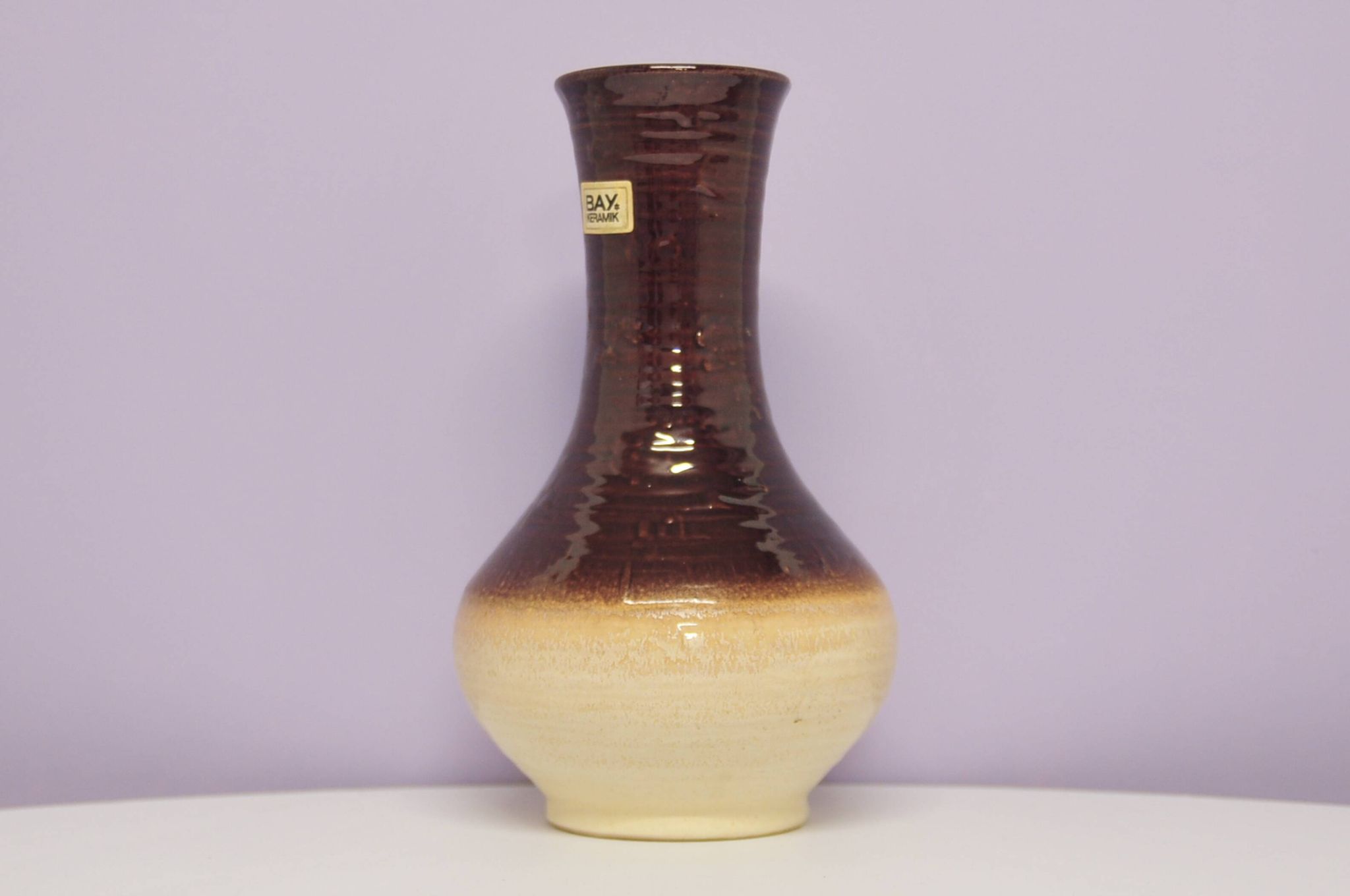 Vase vintage beige et marron allemagne de l'ouest bay
