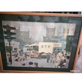 60s coffee table with “tiki” motif Raymond Corroyez
