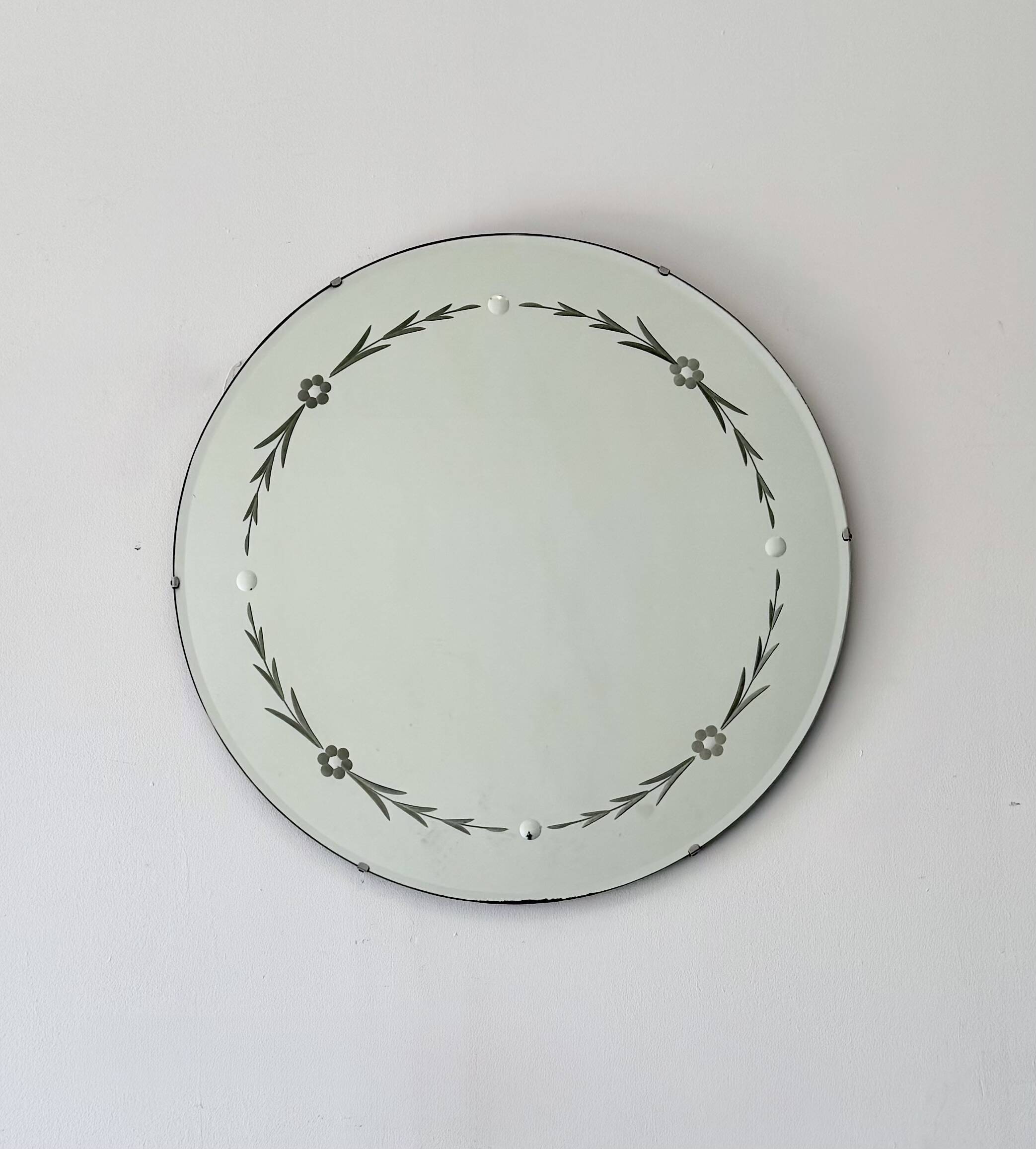 Miroir rond vintage sans cadre avec biseau
