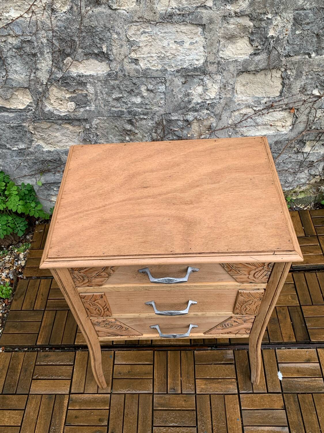 Art Deco chest of drawers in raw wood, 1930