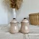 Set of 2 vintage ceramic sugar and coffee condiment pots with stoneware effect