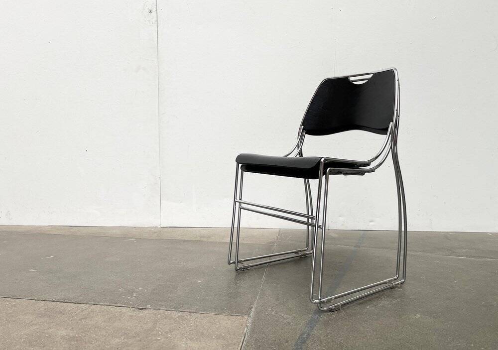 Set of minimalist postmodern stackable chairs, 1980s.