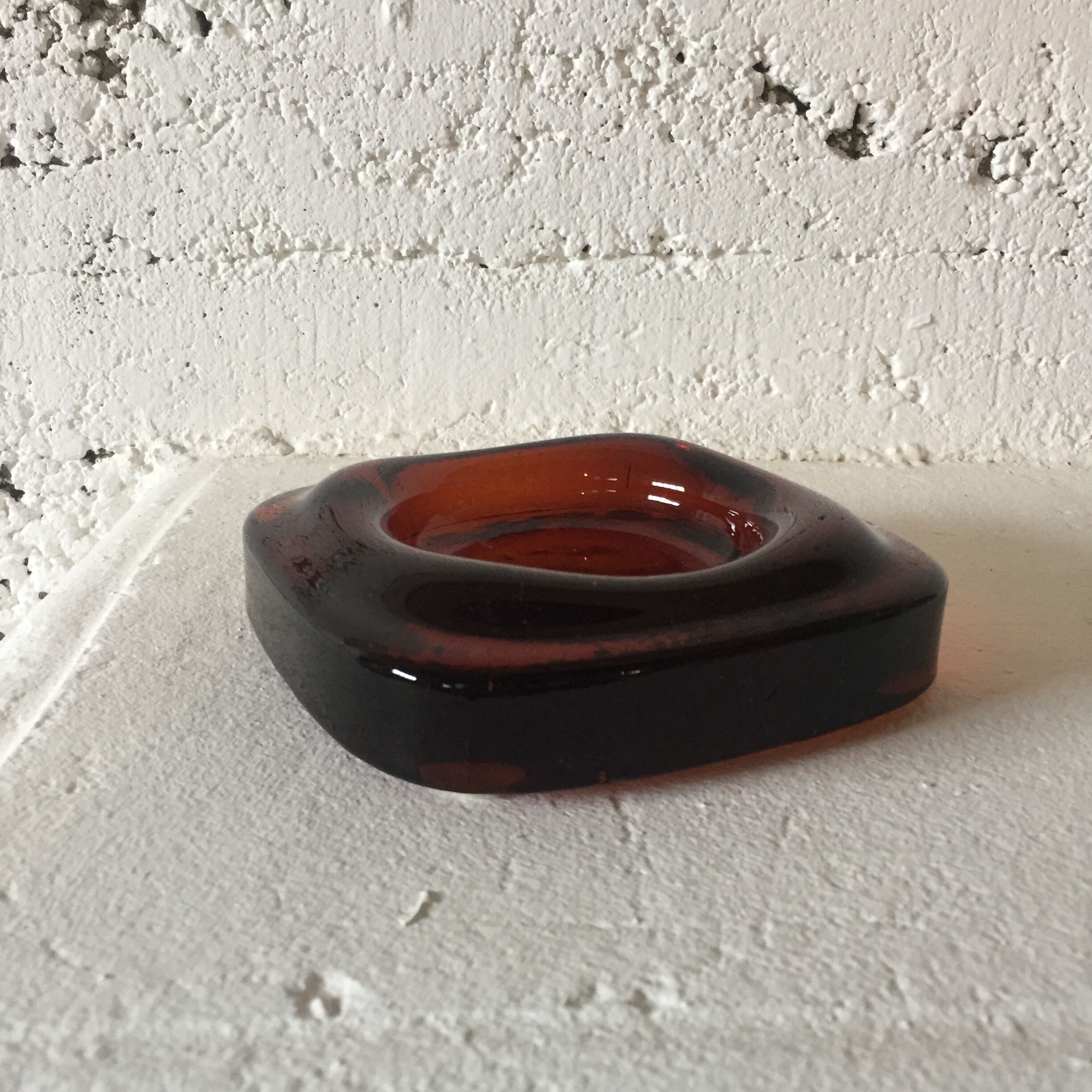 Brown glass ashtray