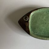 Dieulefit ceramic fish, in green glazed earthenware.