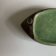 Dieulefit ceramic fish, in green glazed earthenware.
