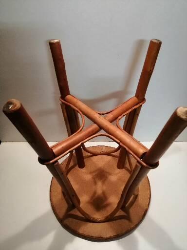 Rattan stool and braided chestnut