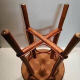 Rattan stool and braided chestnut