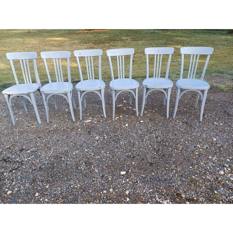 6 Baumann bistro chairs in old grey limed wood