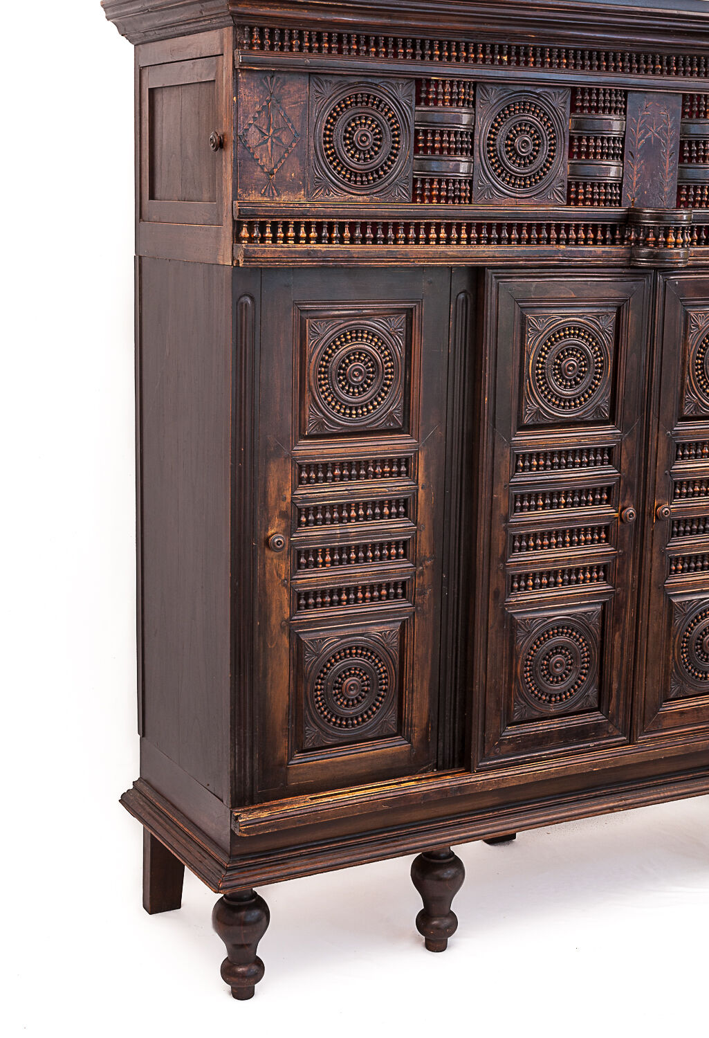 Vintage neo-breton sideboard in solid oak, 1880