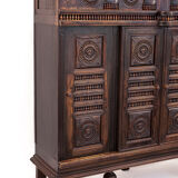 Vintage neo-breton sideboard in solid oak, 1880