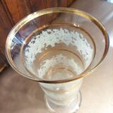 Art Deco vase in white and gilded granite glass