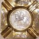 Set of 2 period ashtrays in brass carved and engraved by hand