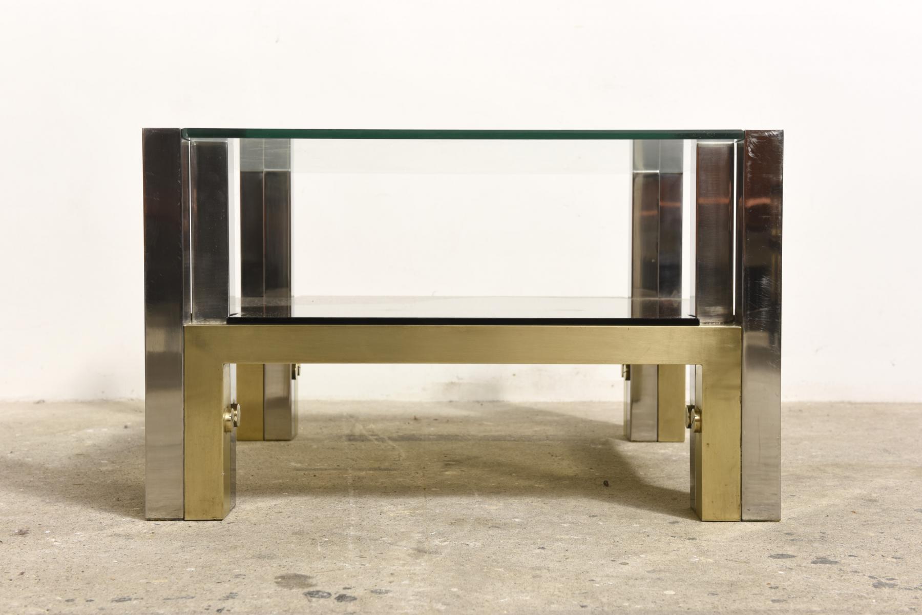 Coffee table in brass and glass 1960