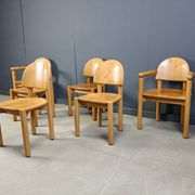 Rainer Daumiller pine wood dining chairs for Hirtshals Savvaerk set of