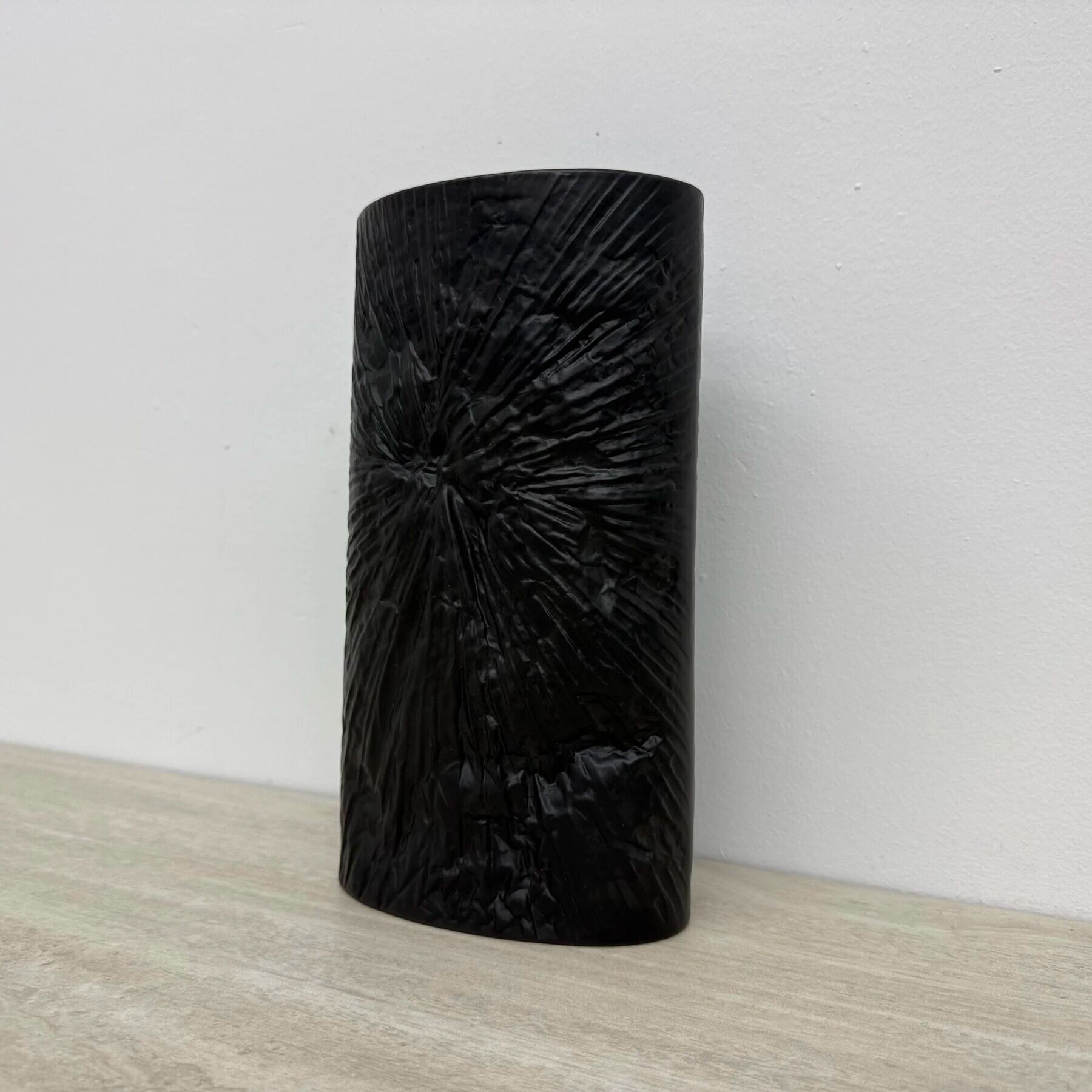 Martin Freyer Rosenthal Studio-Line bisque black porcelain op-art relief vase, 1970s