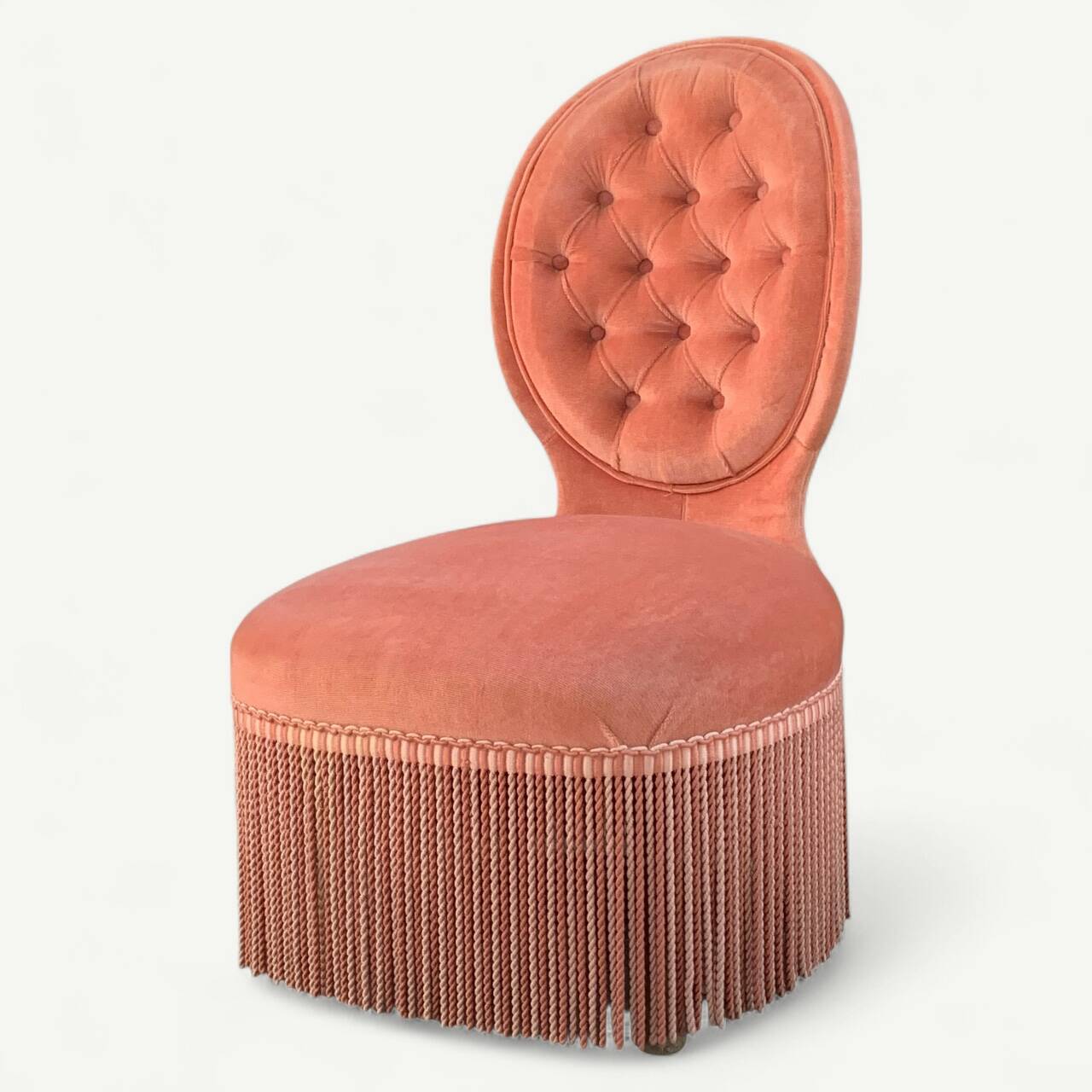 Vintage pink upholstered toad chair