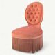 Fauteuil crapaud capitonné rose vintage