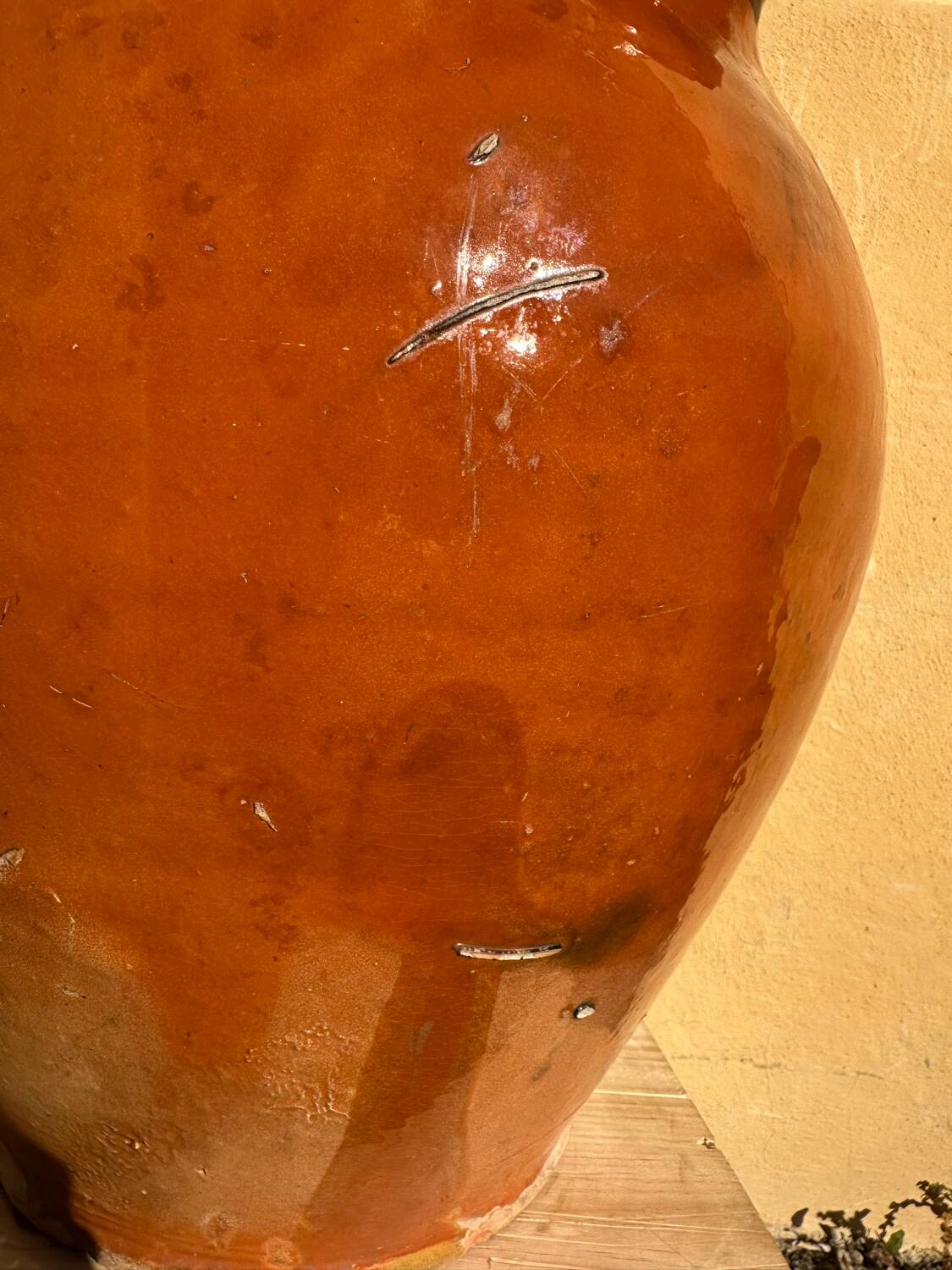 Glazed terracotta water jar, old Ardèche craftsmanship, 1800