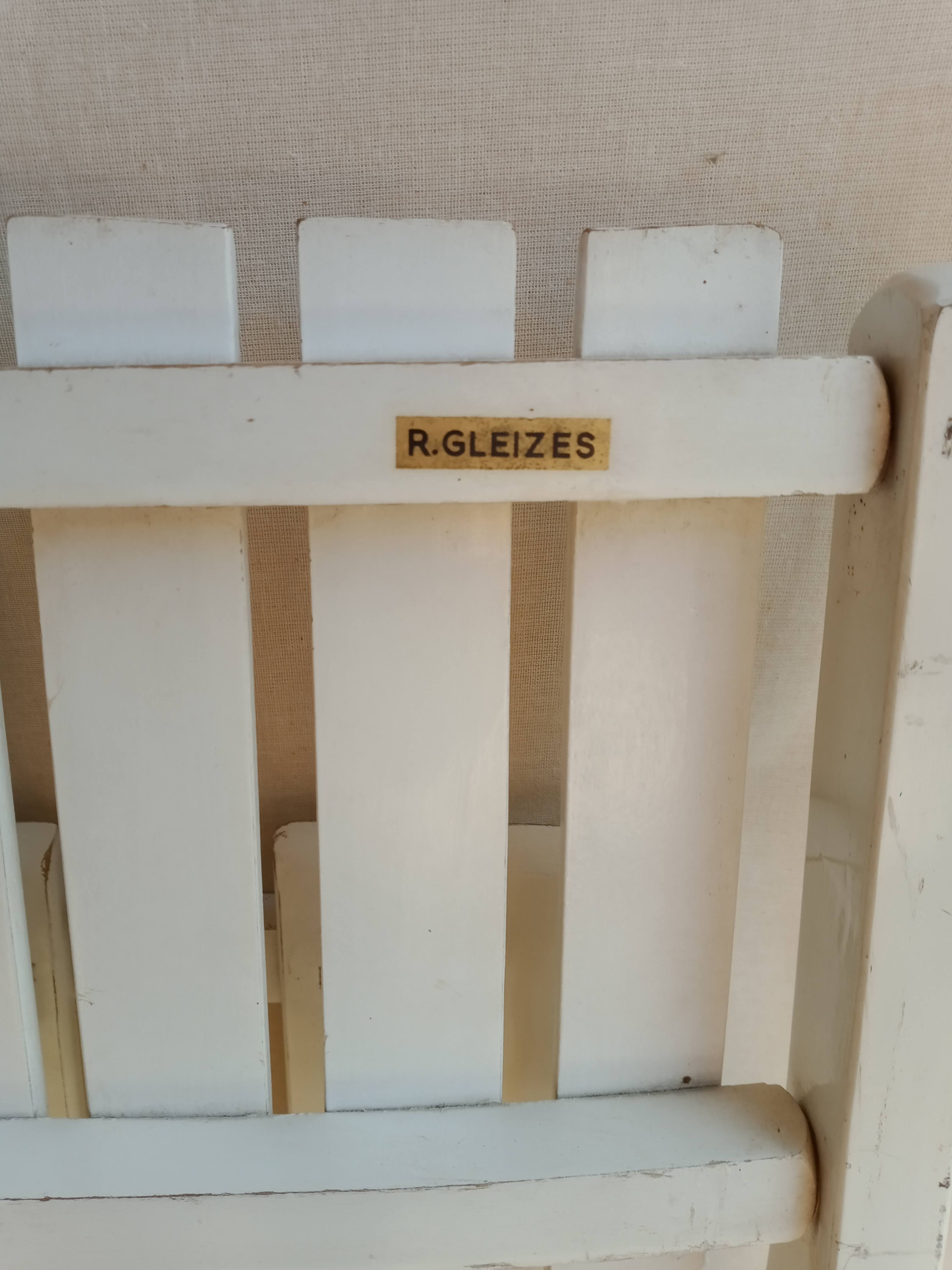 Vintage garden furniture R Gleizes in white painted wood