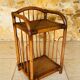 Vintage bamboo and wicker bedside table with 2 shelves, circa 1970