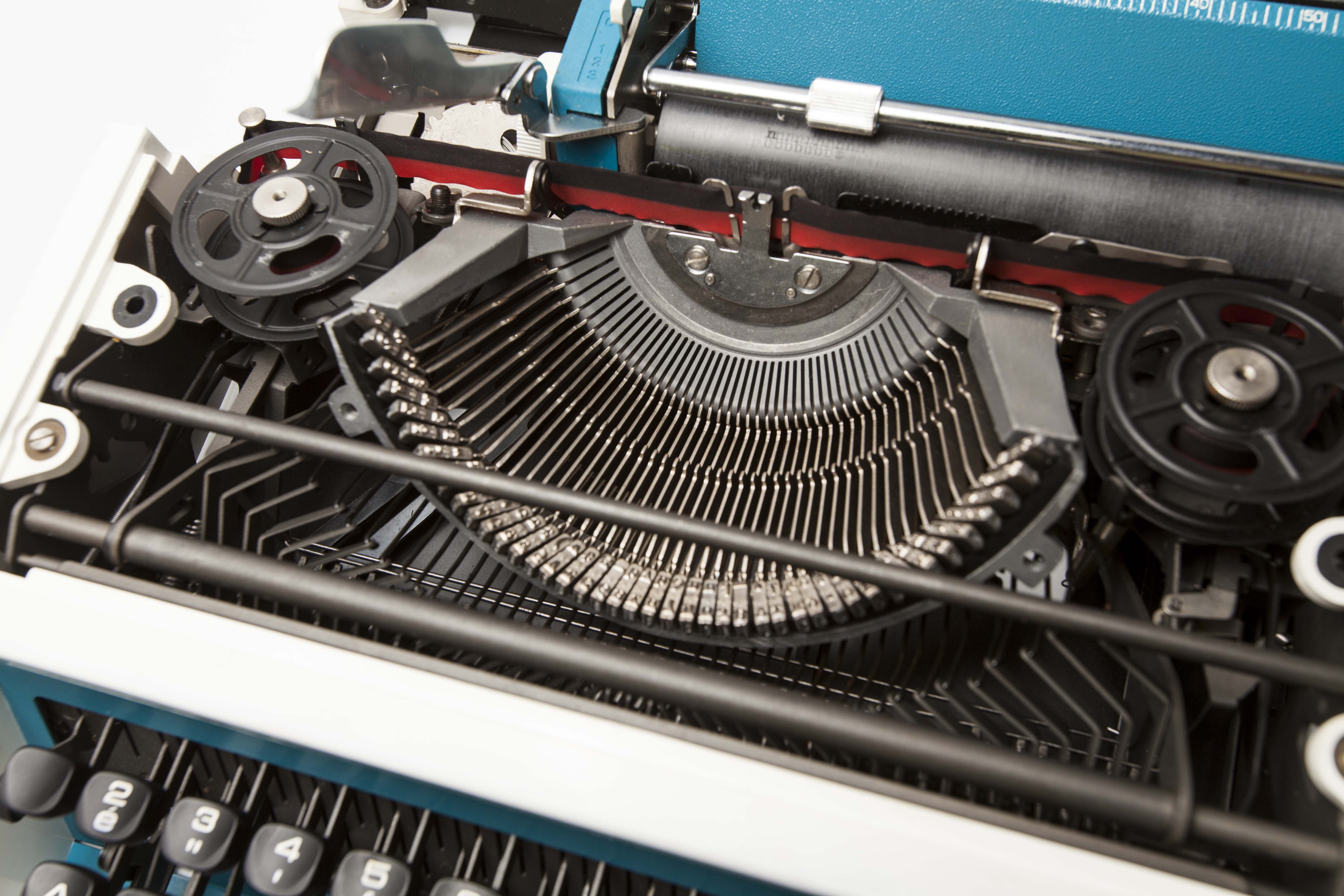 Blue Underwood 315 portable typewriter